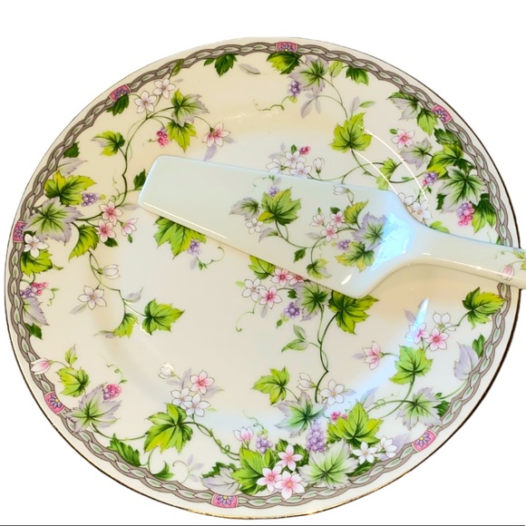 🆕-Never Used Andrea By Sadek Fine Porcelain Cake Plate/Server Set - Picture 2 of 5